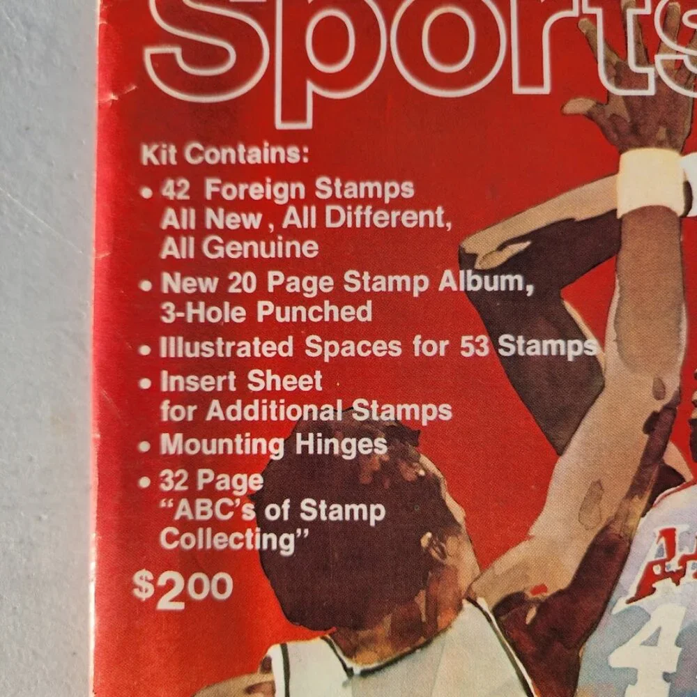 New The World of Sports Stamp Collecting Kit 42 Stamps Album book VINTAGE